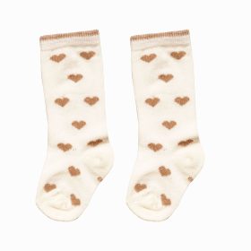 جوراب نوزادی ساق بلند طرح قلب نباتی ۱۰۰٪ پنبه‌ای - تولیدی جوراب دوازده