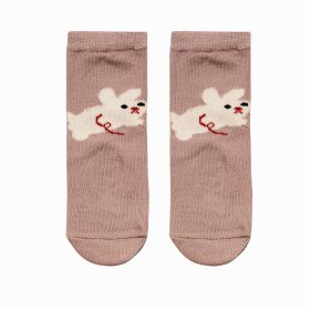 جوراب نوزادی ساق بلند طرح خرگوش گلبهی