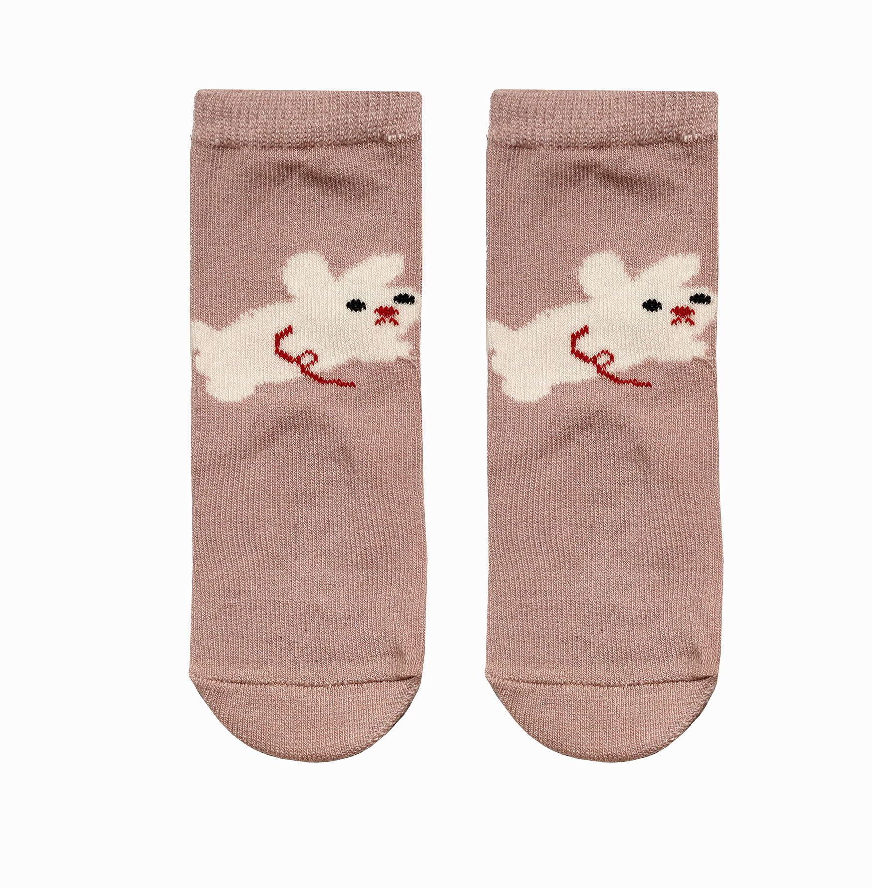 جوراب نوزادی ساق بلند طرح خرگوش گلبهی